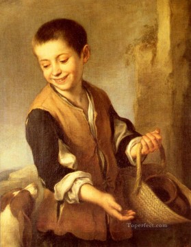 Urchin With A Dog And Basket Spanish Baroque Bartolome Esteban Murillo Oil Paintings